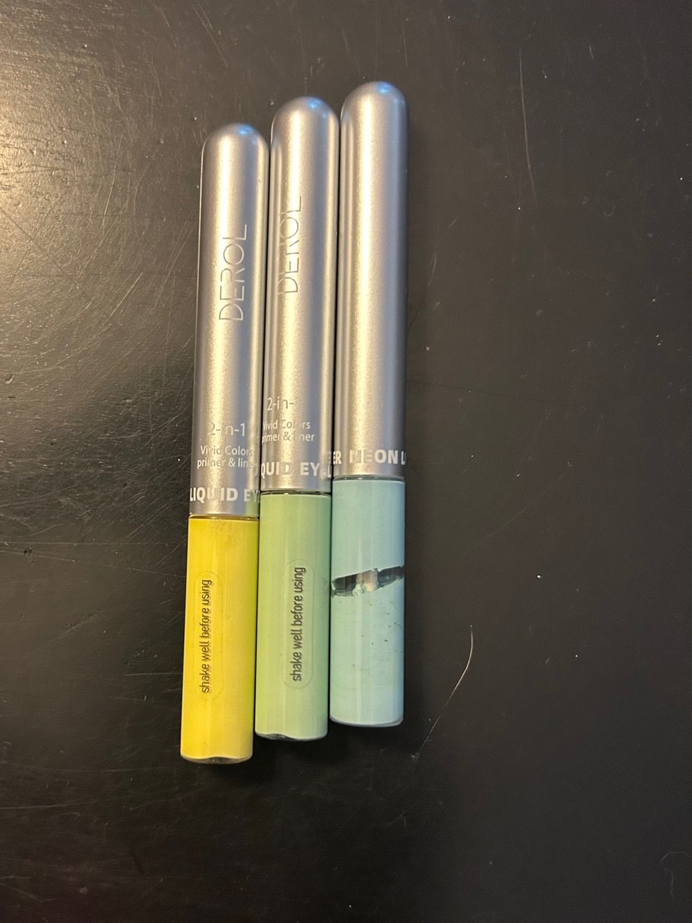 POL 2-in-1 Liquid Eye Liner & Primer — Yellow, Light Green, Mint